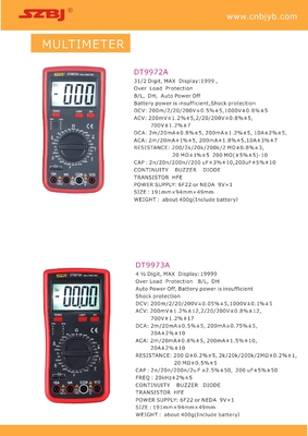 2M 2 Voltado DT9972A Multimetro digital portátil